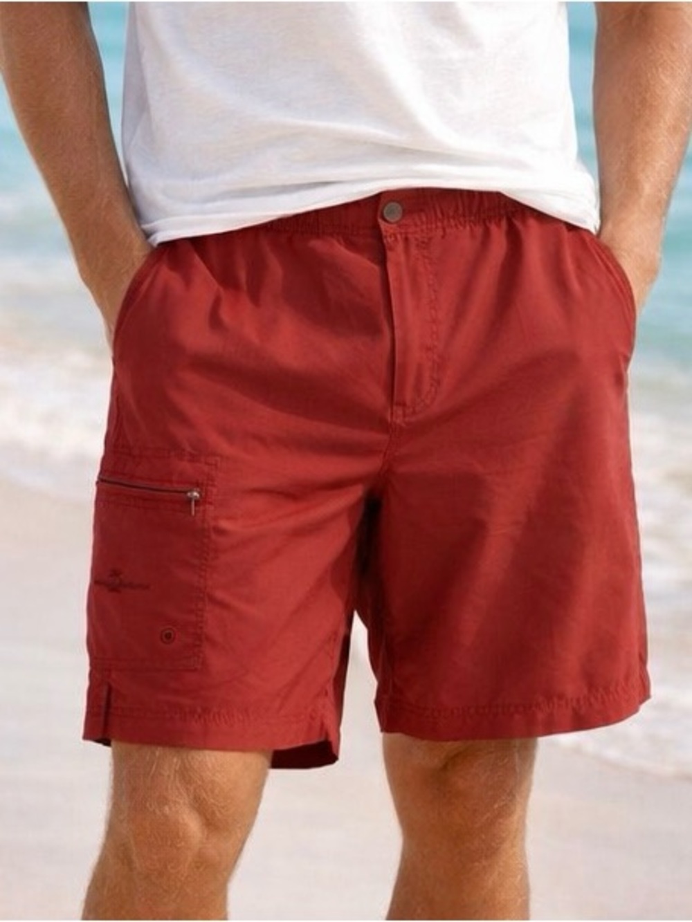 Tommy Bahama Relax Men’s Red Cargo Swim Shorts Size Large Beach Summer